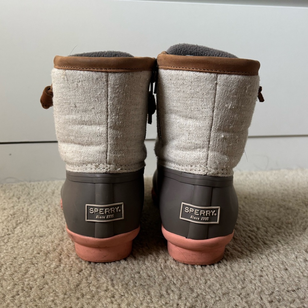 Sperry Gray Duck Boots with Pink Bottom - Picture 4 of 5